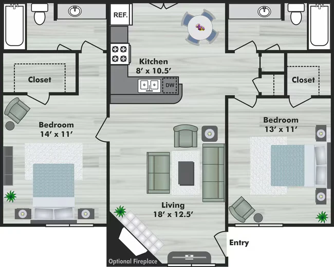 Two Bedroom 623 floor plan